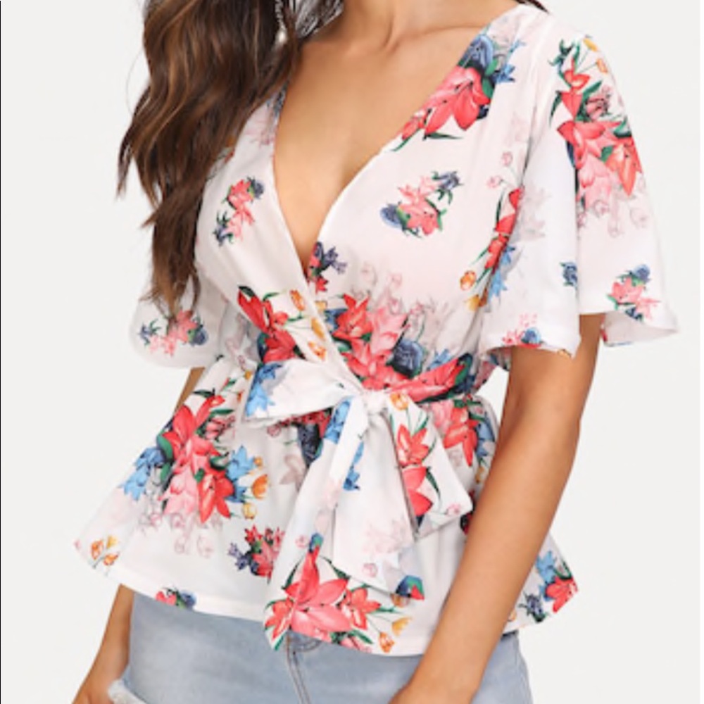 Beautiful Floral wrap top